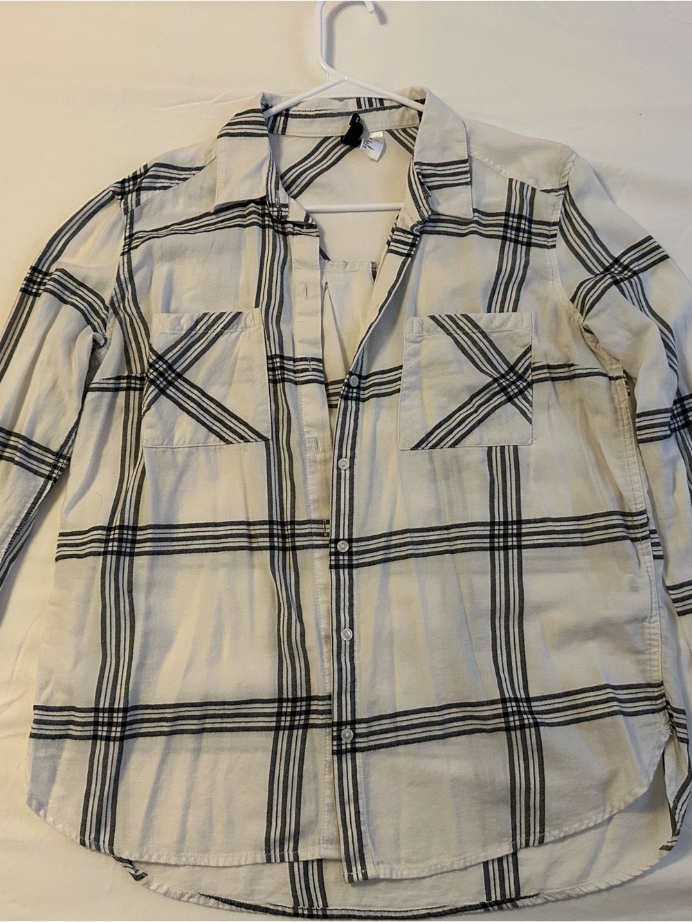 H&M Black and White Plaid Button-Up Shirt